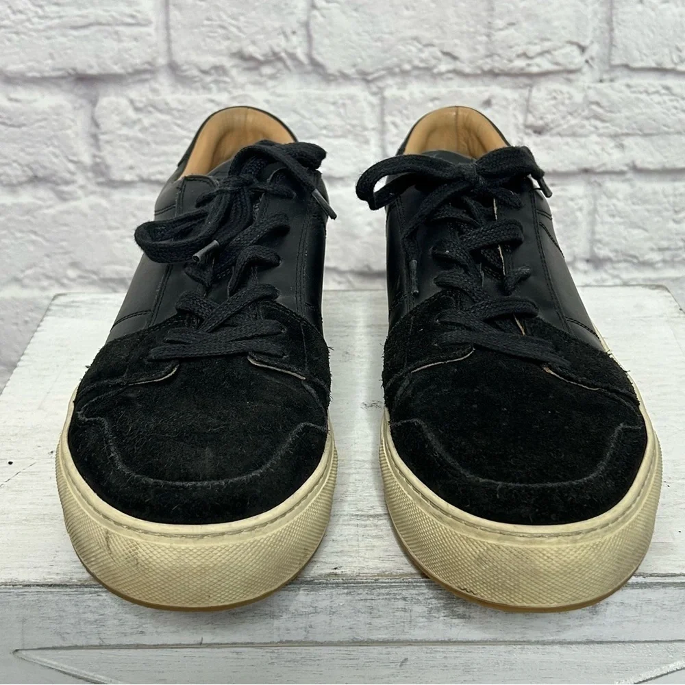 Greats Brooklyn Court Sneaker in Black Dark Shadow Leather